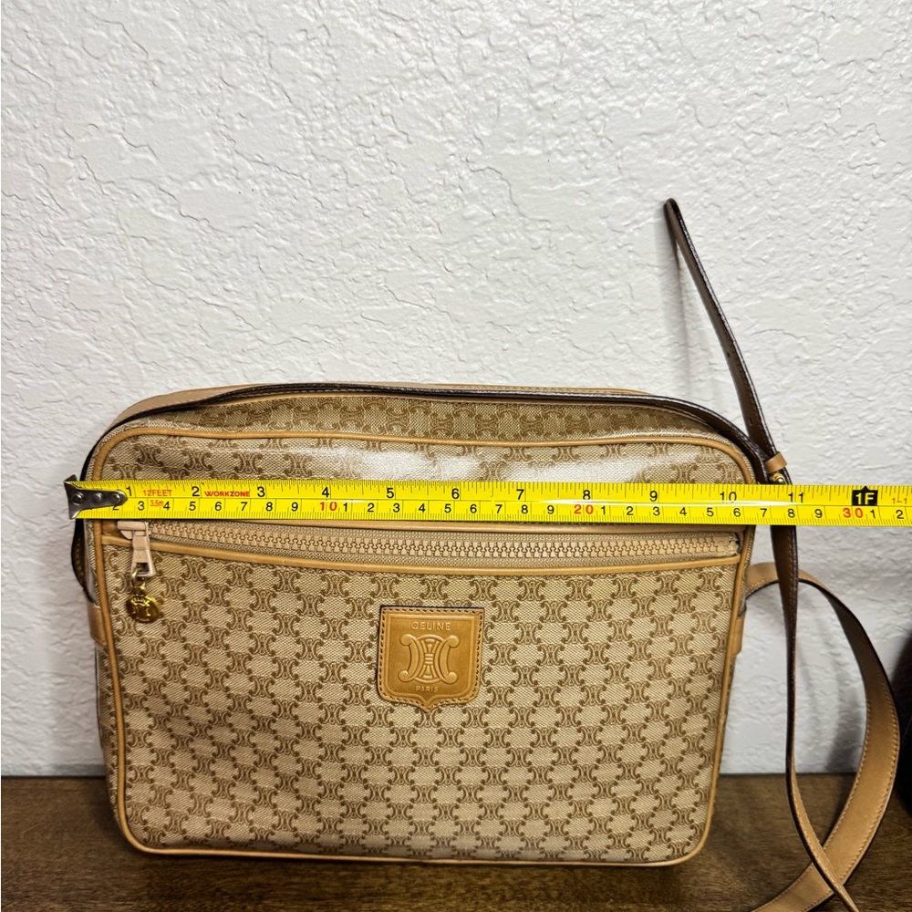 Céline Vintage Macadam Tan Leather Shoulder Crossbody Bag EUC - Picture 4 of 14